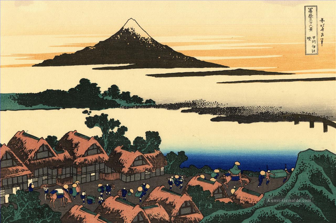 Morgendämmerung in isawa in der kai Provinz Katsushika Hokusai Ukiyoe Ölgemälde